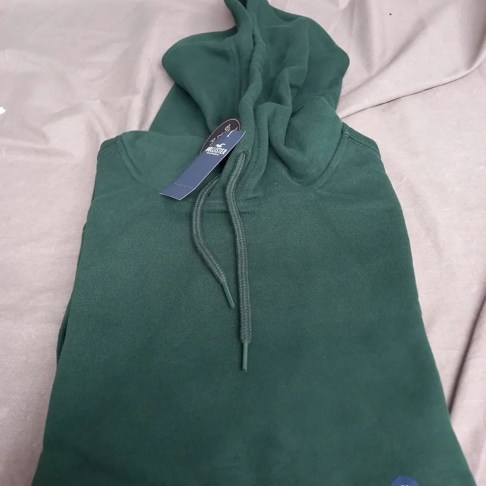 HOLLISTER DARK GREEN PLAIN HOODIE - MEDIUM