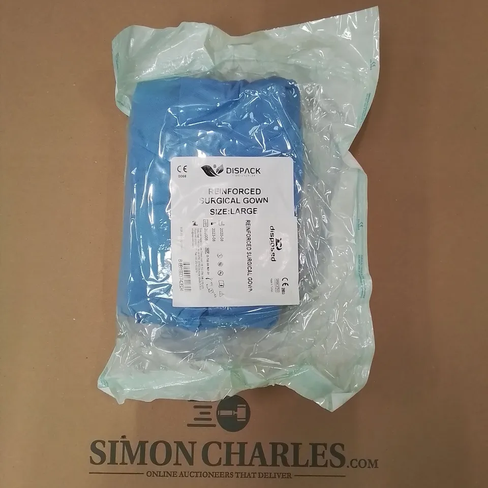 PALLET OF APPROXIMATELY 800 BRAND NEW DISPACK REINFORCED SURGICAL GOWNS - SIZE LARGE 