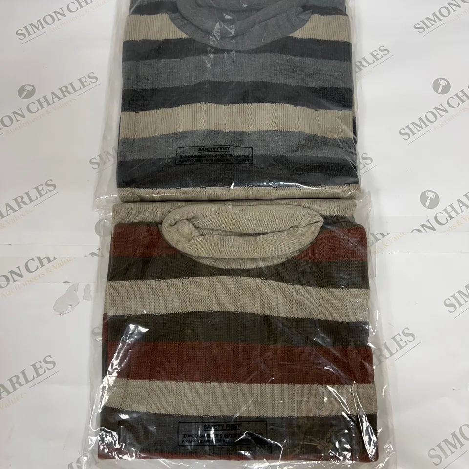 APPROXIMATELY 30 AS NEW BAGGED ROLL NECK STRIPED SWEATSHIRTS IN VARIOUS COLOURS AND SIZES 