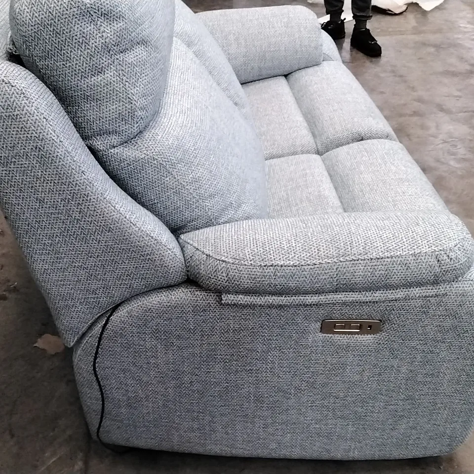 QUALITY BRITISH DESIGNER G PLAN MANUFACTURED KINGSBURY 2 SEATER ELECTRIC RECLINER DBL SOFA - DOMASO SKY