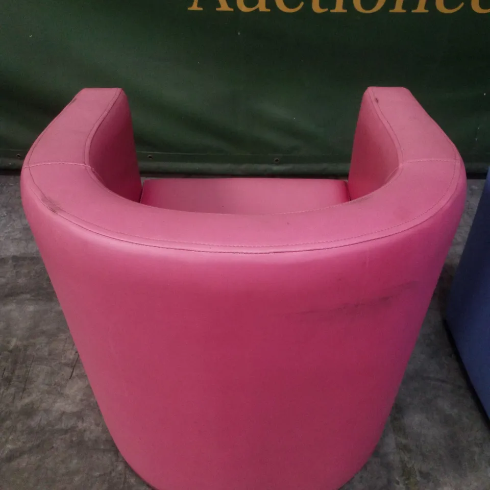 SET OF 4 BISTRO/CAFÉ LEATHER LOUNGE BUCKET CHAIRS - YELLOW, PINK, PURPLE & BLUE