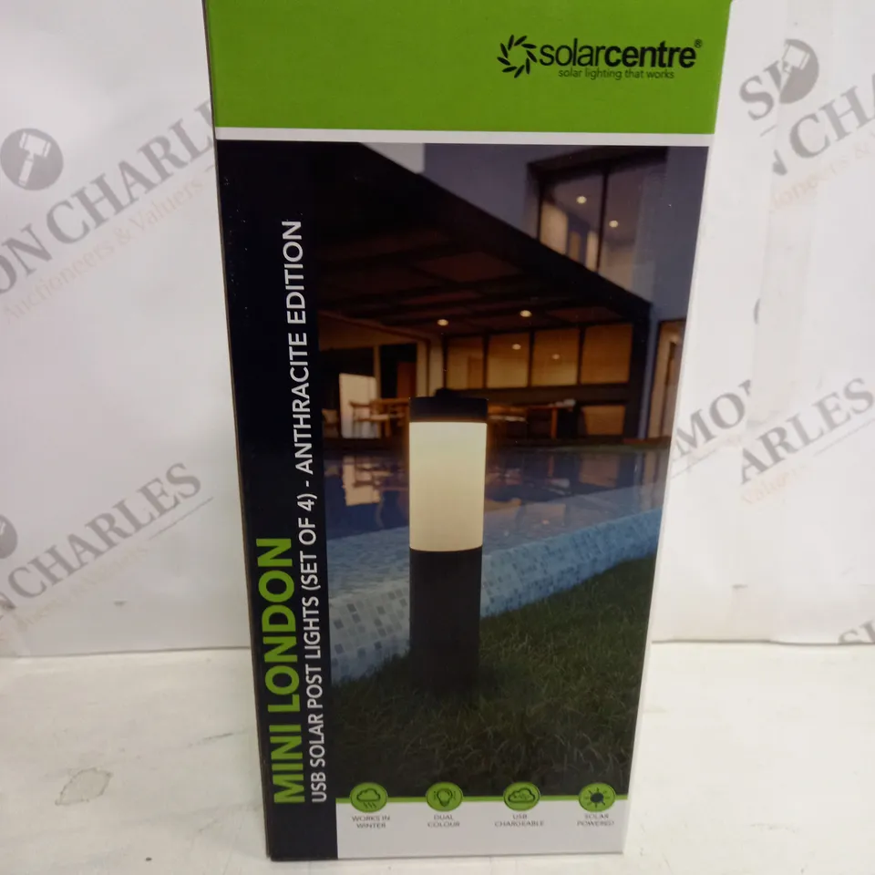 BOXED SOLARCENTRE MINI LONDON SET OF 4 ANTHRACITE LIGHTS