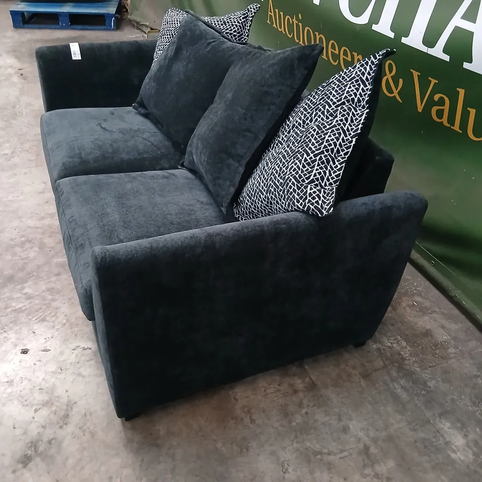 BLACK VELVET EFFECT 2-SEATER SOFA WITH CUSHIONS