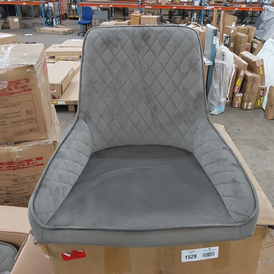 BOXED HAMPTON DINING CHAIR IN GREY VELVET WITH BLACK LEGS - SET OF 2