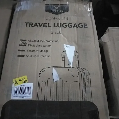 BOXED LUGG LIGHTWEIGHT TRAVEL LUGGAGE SUITCASE - BLACK