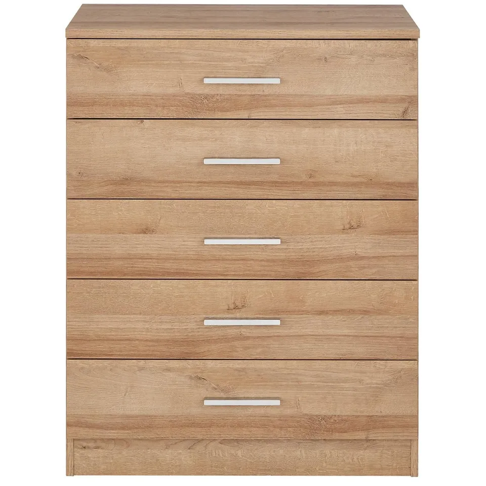 BOXED PANAMA 5 DRAWER CHEST - OAK1 BOX) - COLLECTION ONLY RRP £139