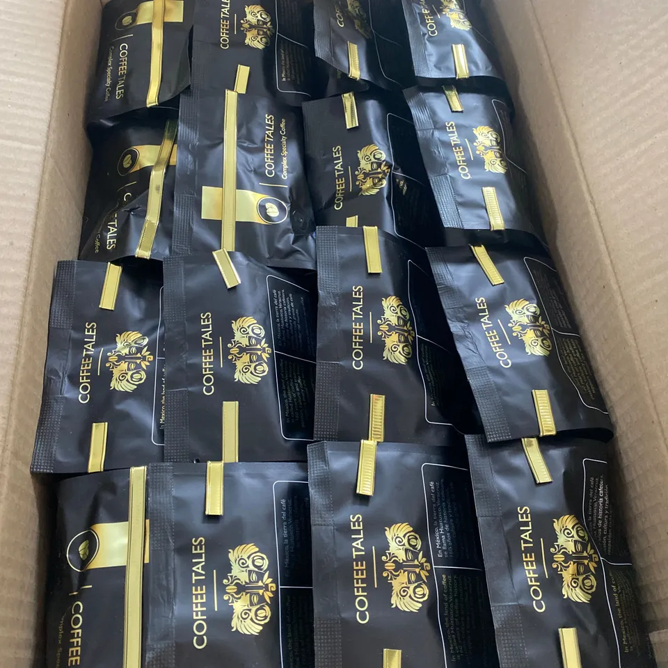 BOX OF 16 PACKS OF BRAND NEW COFFEE TALES ORIGINAL BLEND COFFEE BEANS (Each pack net weight 16oz)