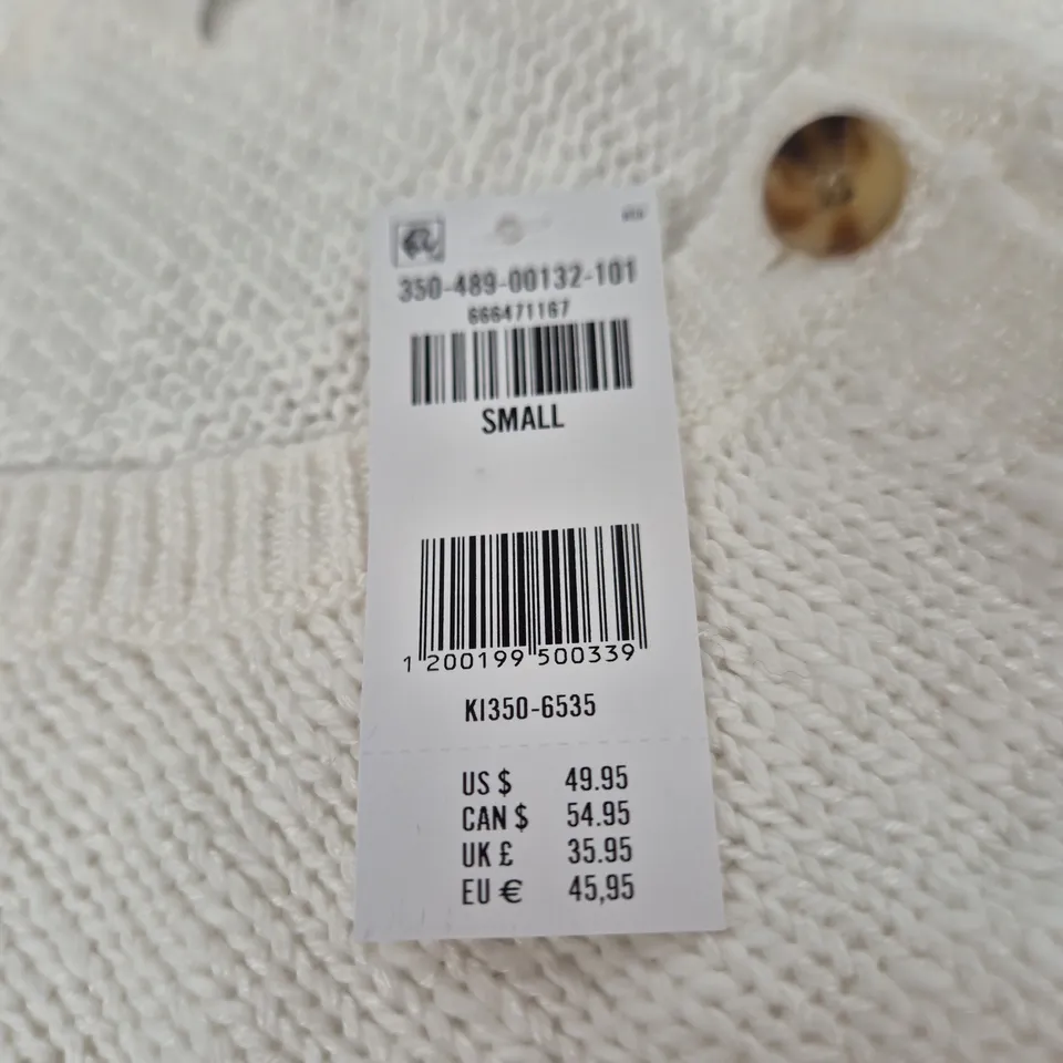 HOLLISTER CREAM/WHITE KNIT CARDIGAN – SMALL
