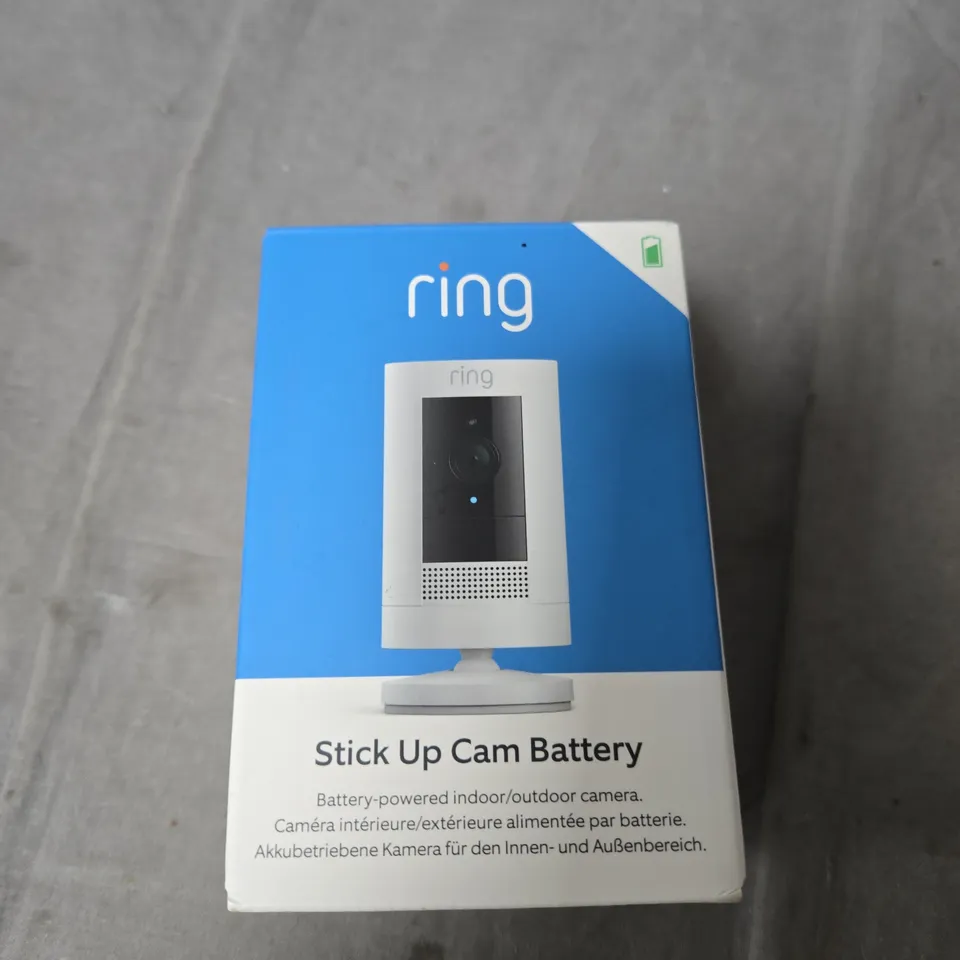 RING STICK UP CAM BATTERY – BATTERY-POWERED INDOOR/OUTDOOR CAMERA (BOXED)
