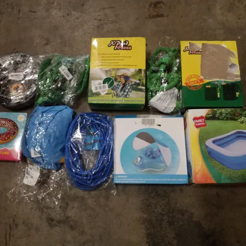 PALLET CONTAINING ASSORTED GARDEN HOSES & INFLATABLES