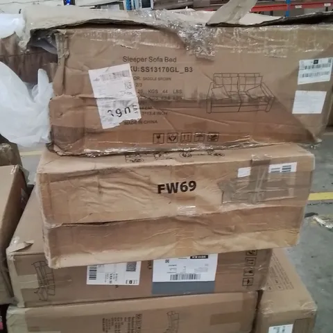 PALLET CONTAINING VARIOUS ASSORTED HOUSEHOLD CUSTOMER RETURNS TO INCLUDE: SOFA PARTS, FOLDING WAGON AND LOTS MORE UNMARKED BOXED ITEMS