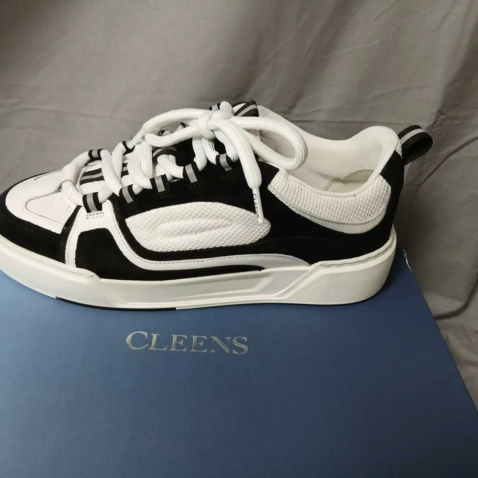 CLEANS ESSENTIAL SKATE EVO MONOCHROME SNEAKERS – UK 9.5