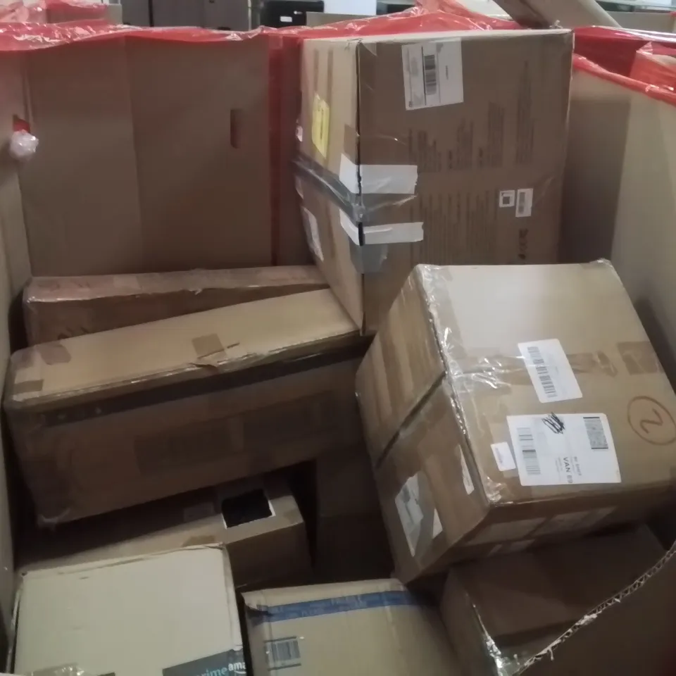 PALLET OF ASSORTED HOUSEHOLD GOODS AND PRODUCTS TO INCLUDE;PAPER SHREDDER MACHINE,MONITOR,PLAYPEN 