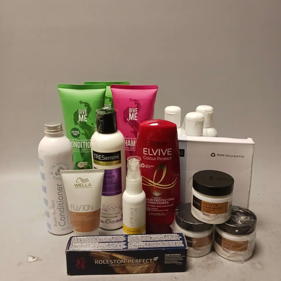 APPROX 15 ASSORTED HEALTH AND BEAUTY ITEMS TO INCLUDE PHILIP KINGSLEY ROOT BOOSTING VOLUMISANT SPRAY (60ML), WELLA FUSION INTENSE REPAIR MASK (75ML), L'OREAL ELVIVE COLOUR PROTECT CONDITIONER (200ML),