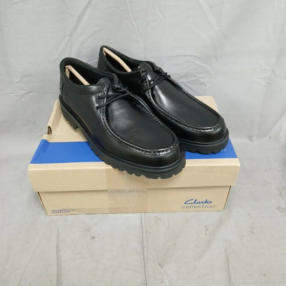 boxed pair of clarks Berwick Seam Black Leather Shoes – Men's UK 10