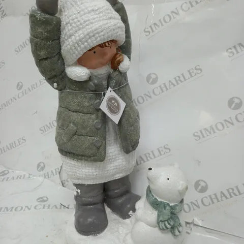 HEAVEN SENDS LIGHT-UP GIRL THROWING SNOWBALL CHRISTMAS ORNAMENT