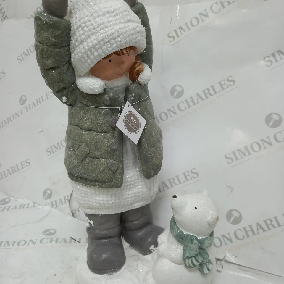 HEAVEN SENDS LIGHT-UP GIRL THROWING SNOWBALL CHRISTMAS ORNAMENT RRP £55.99