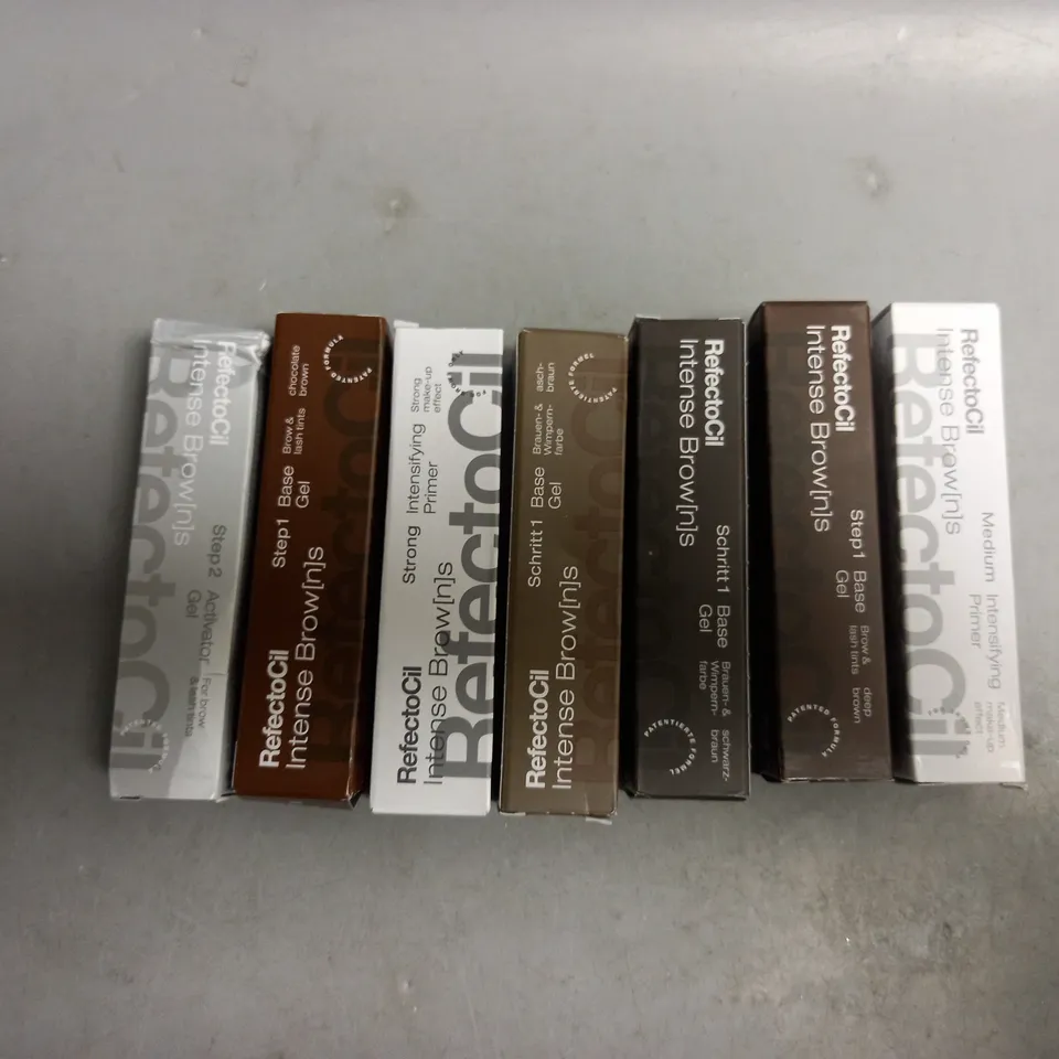 APPROXIMATELY 7 BOXED REFECTOCIL INTENSE BROWNS BROW & LASH TINTS TO INCLUDE STEP-1 BASE GEL, STEP-2 ACTIVATOR GEL 