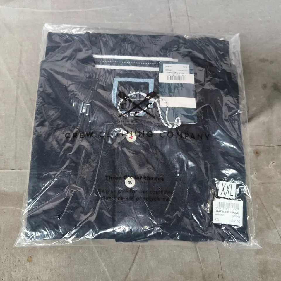 BAGGED CREW CLOTHING COMPANY CLASSIC PIQUE POLO IN NAVY SIZE XXL