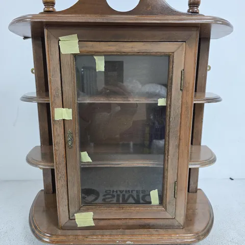 WOODEN 3 TIER CABINET WITH GLASS DOOR 
