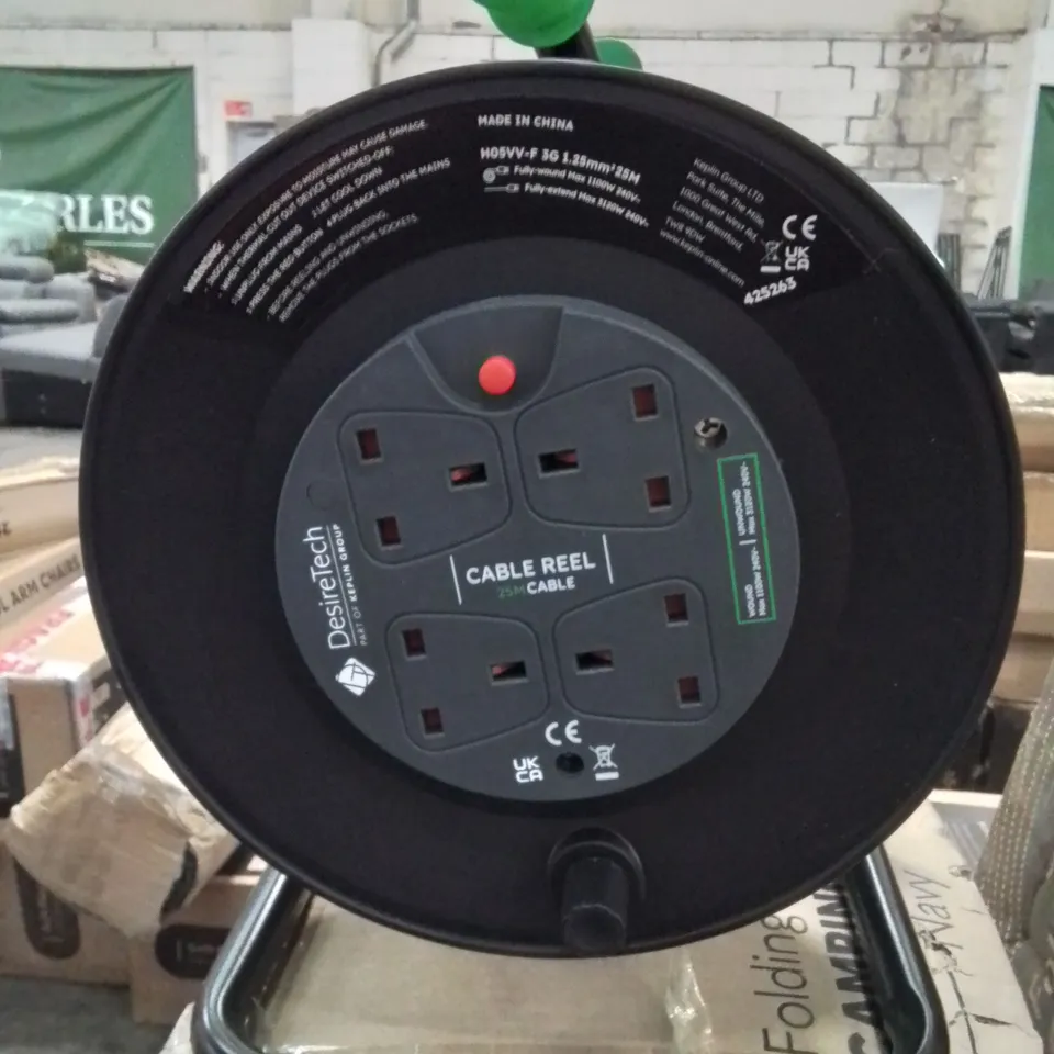 DESIRETECH 25m 4 SOCKET CABLE REEL 