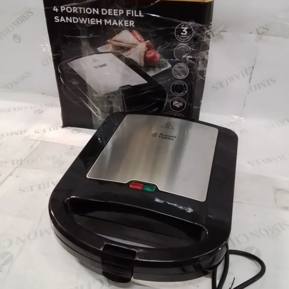 BOXED RUSSELL HOBBS 4 PORTION DEEP FILL TOASTIE MAKER