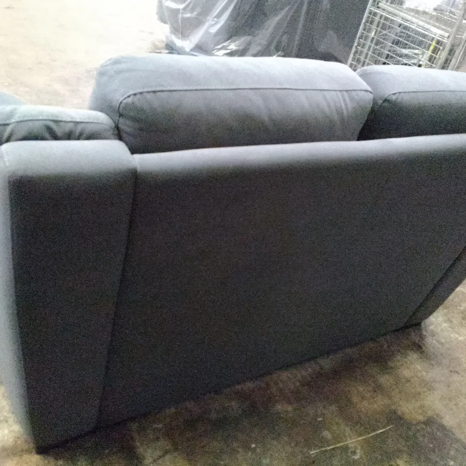 QUALITY ITALIAN DESIGNER DEGANO 2 SEATER - GREY/BLUE NAVY FABRIC