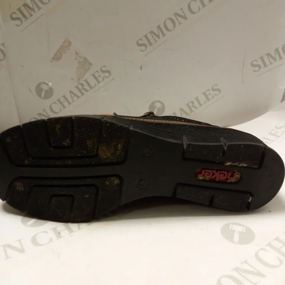 RIEKER WEDGE TRAINERS IN TAN, BLACK & GOLD - UK SIZE 5