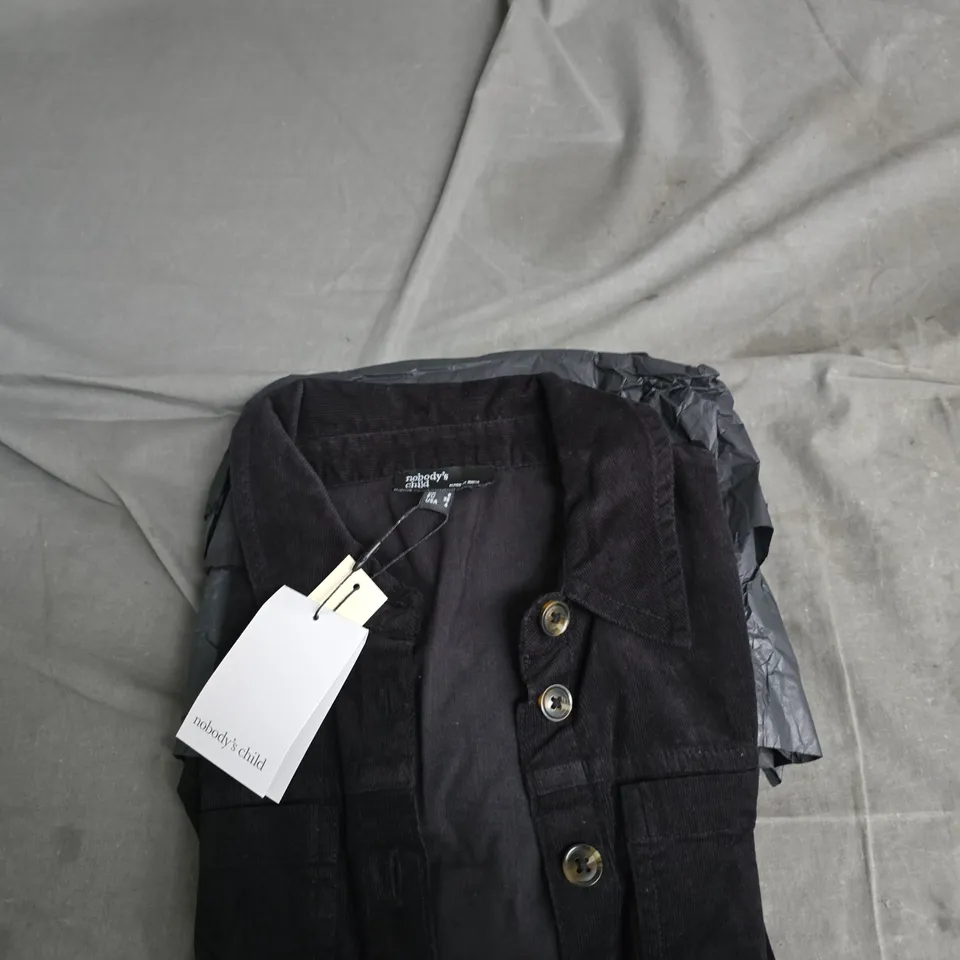 NOBODY'S CHILD BLACK BUTTON-FRONT SHIRT DRESS – UK 8