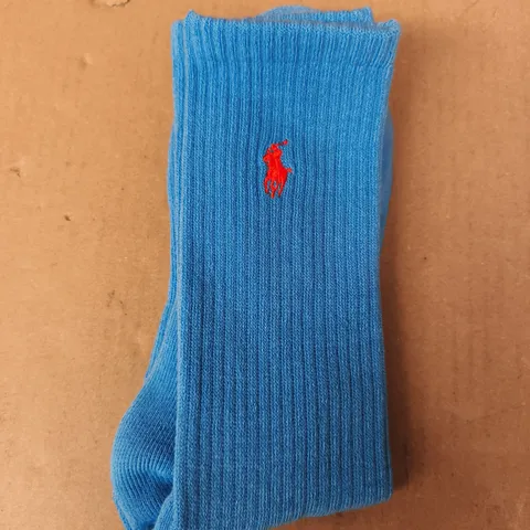 POLO RALPH LAUREN CUSHIONED COMFORT SOLE ARCH SUPPORT CLASSIC SPORT SOCKS IN BLUE (1 PAIR)