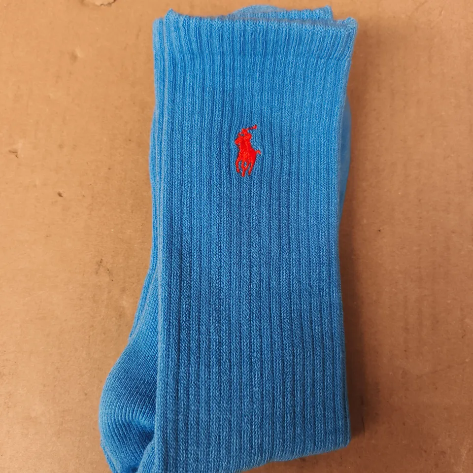 POLO RALPH LAUREN CUSHIONED COMFORT SOLE ARCH SUPPORT CLASSIC SPORT SOCKS IN BLUE (1 PAIR)