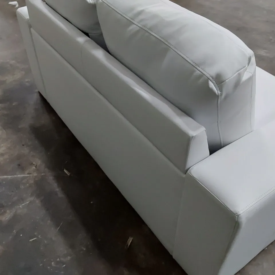 DESIGNER TWO SEATER SOFA WHITE LEATHER 