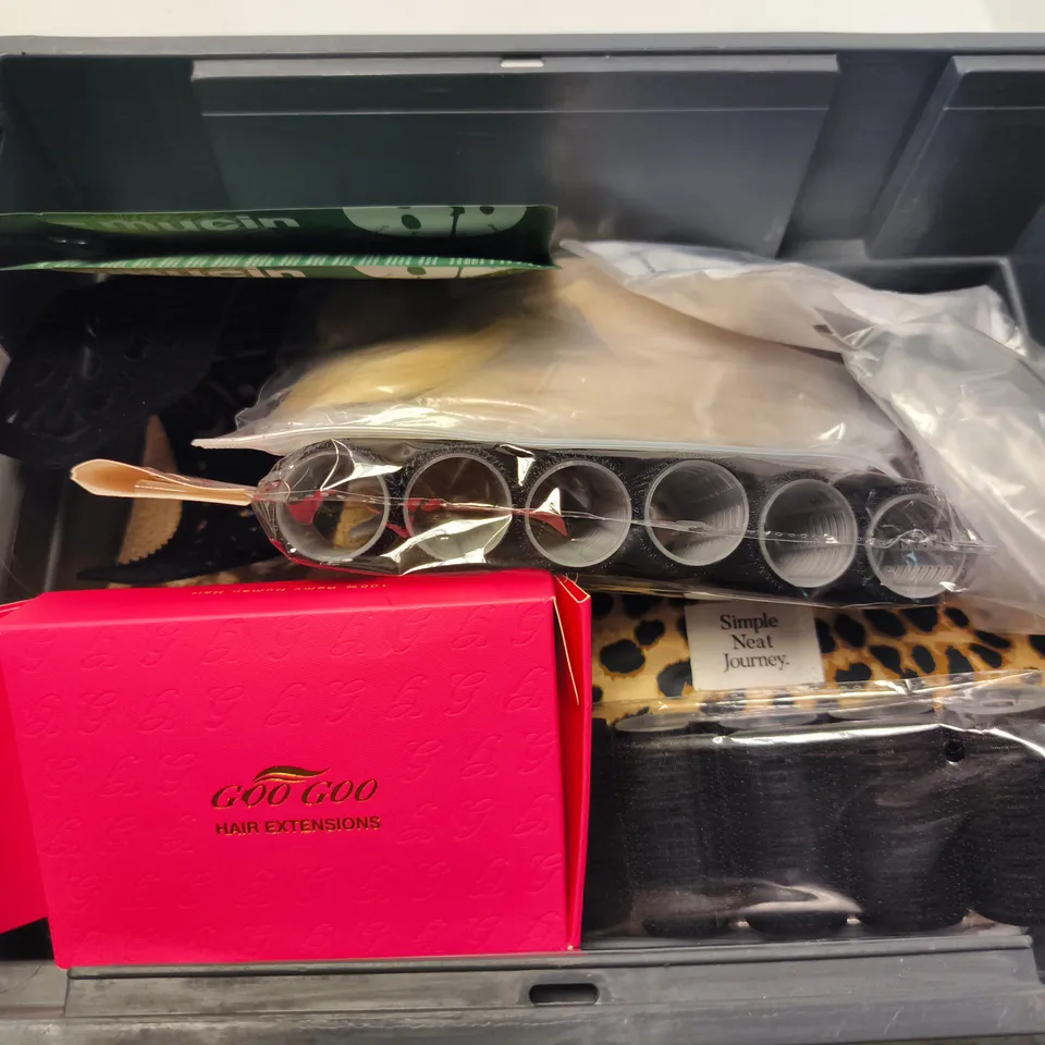 APPROXIMATELY 10 ASSORTED HEALTH & BEAUTY PRODUCTS TO INCLUDE STYLING HAIR ROLLERS, HAIR EXTENSIONS, BIO-CELLULOSE MASK, ETC - COLLECTION ONLY