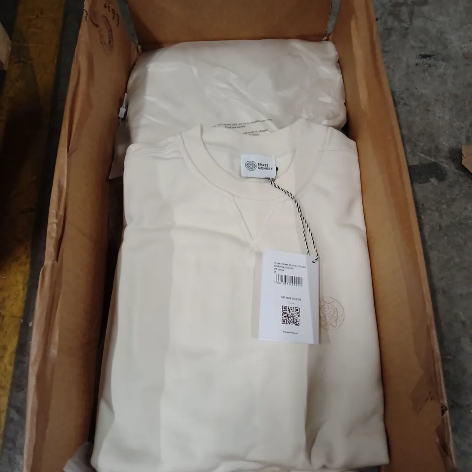 BOX OF APPROXIMATELY 16X BRAND NEW BRASS MONKEY UNISEX SWEATER - OFF WHITE // SIZE: M
