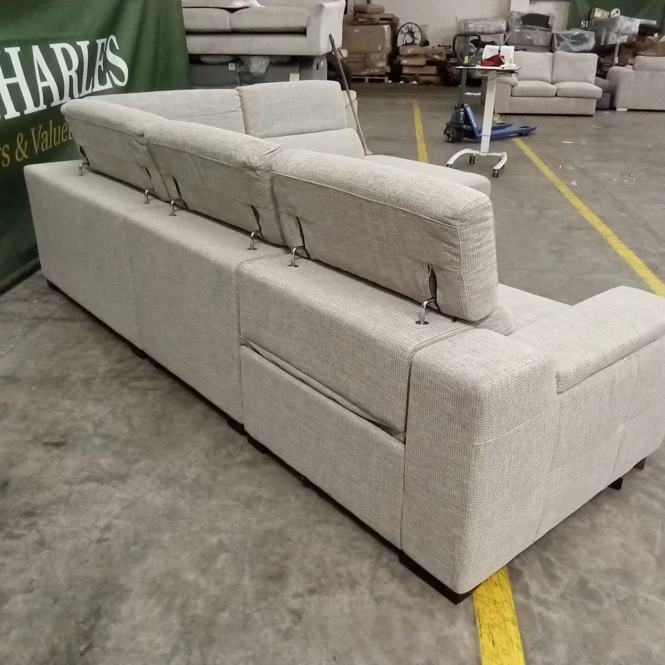 DETROIT FABRIC RIGHT HAND POWER RECLINER CORNER GROUP SOFA WITH CHARGING PORTS AND STORAGE RRP £1999