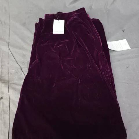 NOBODY'S CHILD TAILORING PURPLE VELVET WIDE-LEG TROUSERS - UK 12