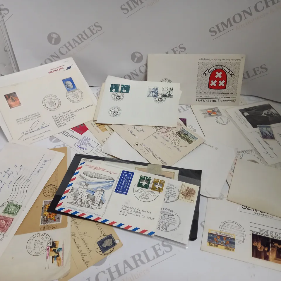 BOX OF APPROX 50 ASSORTED STAMPS FROM VARIOUS COUNTRIES AND DATE RANGES