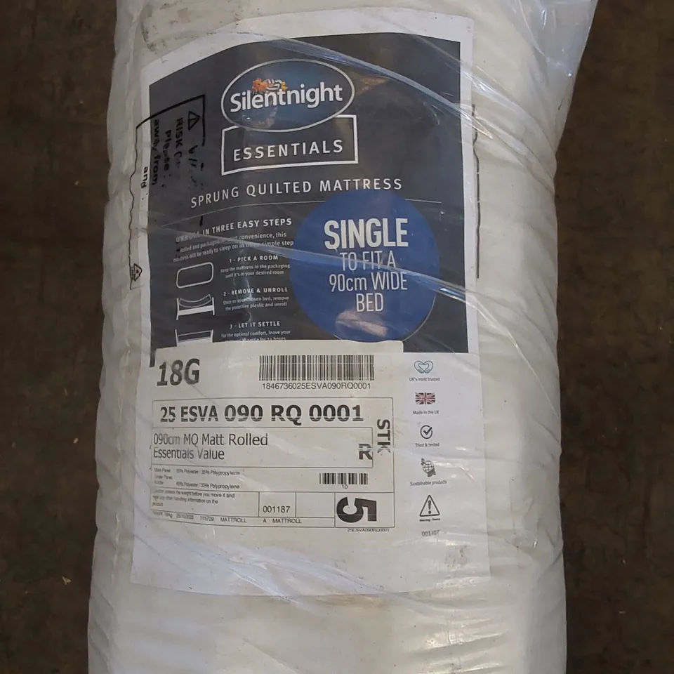 BAGGED AND ROLLED 3' SINGLESPRUNG ESSEVALUE OPEN COIL MATTRESS 