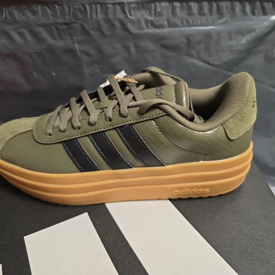 ADIDAS VL COURT BOLD SNEAKERS – OLIVE GREEN/BLACK – UK 6 (US 7.5, EU 39.5)
