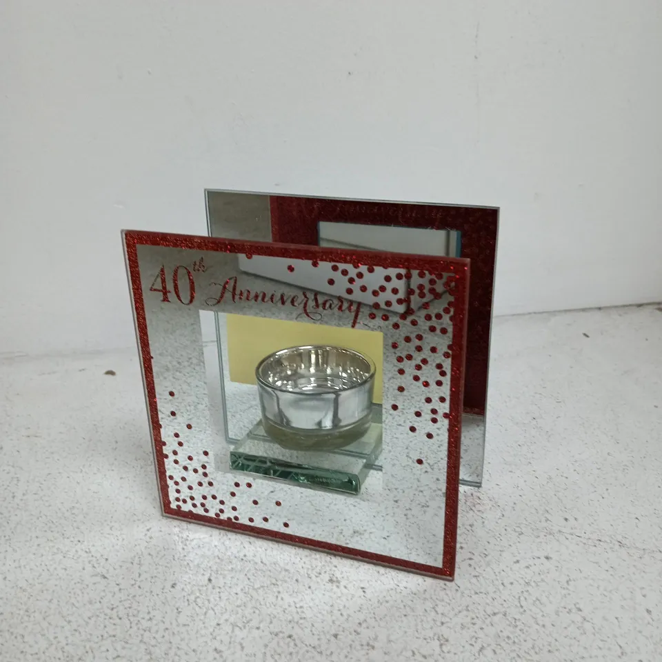  CELEBRATIONS 40TH ANNIVERSARY TEALIGHT HOLDER – GLASS TEALIGHT HOLDER, GIFT BOXED (WG83740)