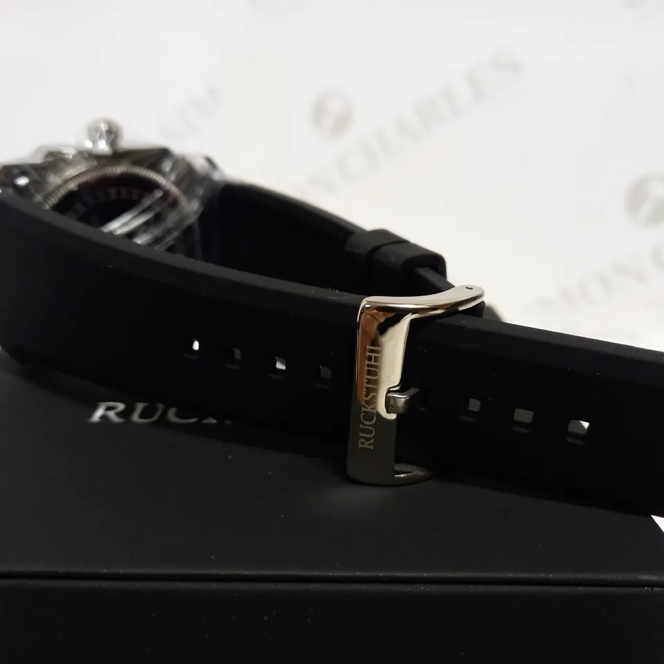 RUCKSTUHL OCTAGONAL FACE RUBBER STRAP WATCH