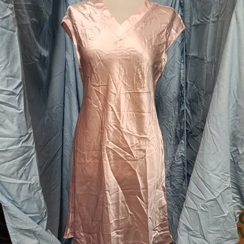 SILKSILKY WOMEN'S PINK SATIN DRESS, SIZE M