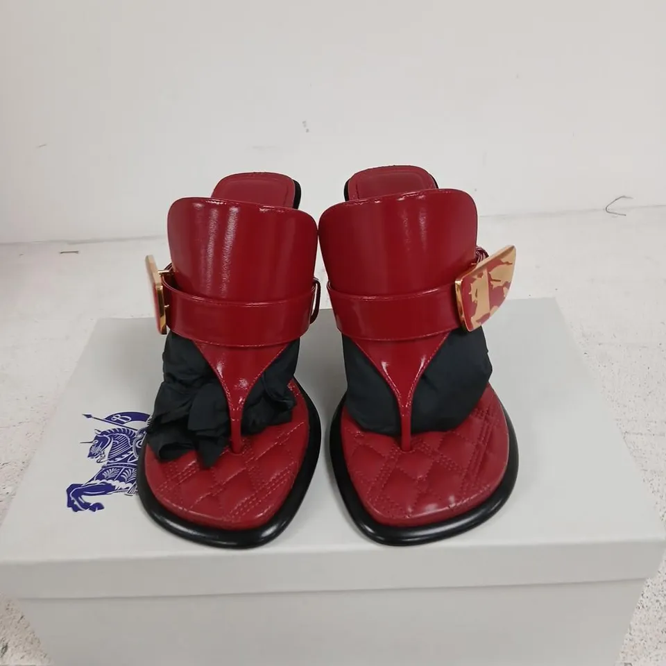 BURBERRY LEATHER SANDALS – RED SCARLETT, WOMEN'S, EU 36 / UK 3, LEATHER SOLE