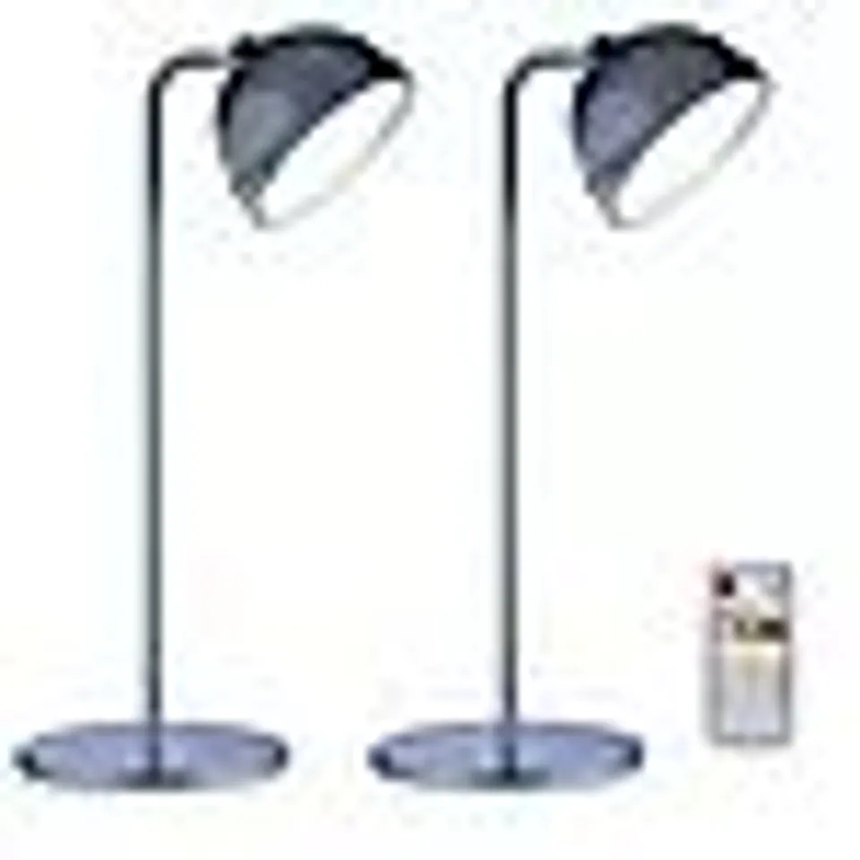 SIMPLI SET OF 2 INDOOR & OUTDOOR 4IN1 LAMPS SITH REMOTE SILVER TONE