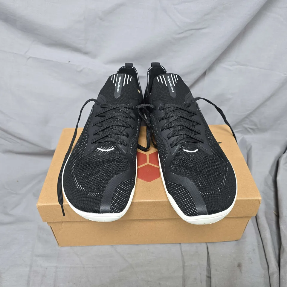 BOXED PAIR OF VIVOBAREFOOT PRIMUS LITE KNIT SHOES IN OBSIDIAN - EU 43