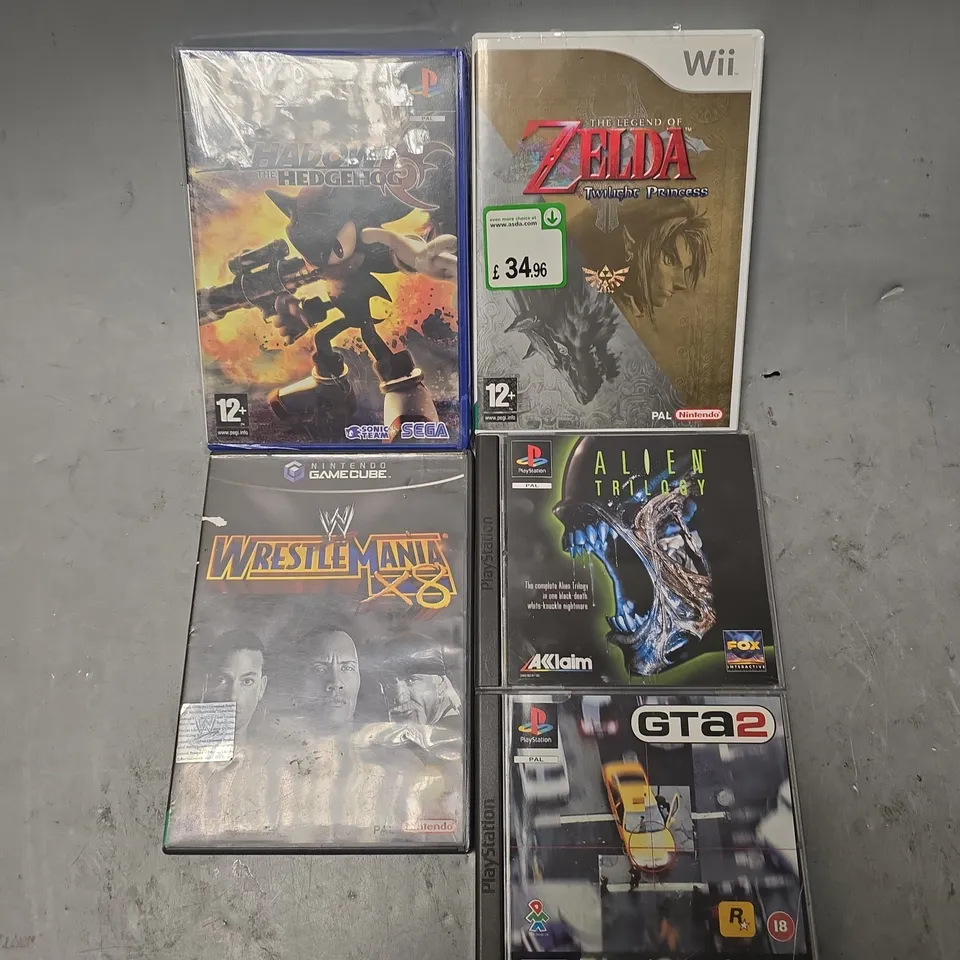 APPROXIMATELY 10 ASSORTED RETRO VIDEO GAMES TO INCLUDE GTA 2, ZELDA, SHADOW THE HEDGEHOG ETC 