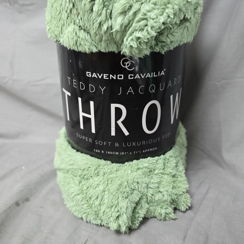 GAVENO CAVAILIA TEDDY JACQUARD THROW – GREEN, 130 X 180 CM