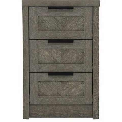 CHEVRY 3 DRAWER BEDSIDE CHEST - GREY OAK - COLLECTION ONLY