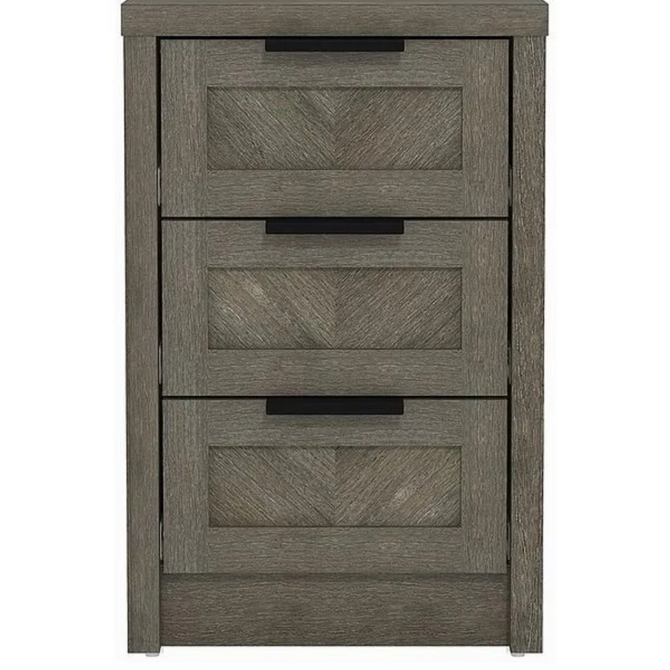 CHEVRY 3 DRAWER BEDSIDE CHEST - GREY OAK - COLLECTION ONLY