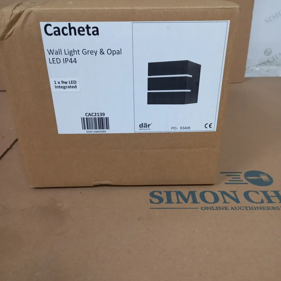 BRAND NEW DAR CACHETA WALL LIGHT GREY AND OPAL LED IP44